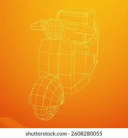 Delivery scooter for lifestyle design courier. Business express delivery concept. Wireframe low poly mesh vector illustration