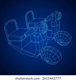 Delivery scooter for lifestyle design courier. Business express delivery concept. Wireframe low poly mesh vector illustration