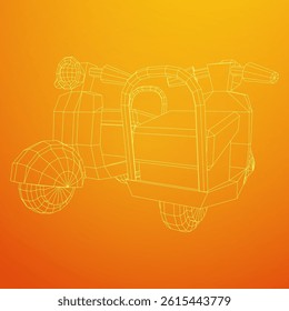 Delivery scooter for lifestyle design courier. Business express delivery concept. Wireframe low poly mesh vector illustration