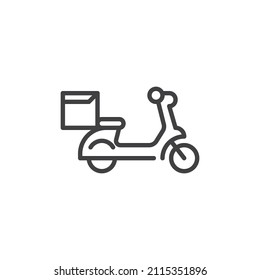 Delivery scooter line icon. linear style sign for mobile concept and web design. Fast food delivery outline vector icon. Symbol, logo illustration. Vector graphics