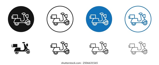 Delivery scooter vector icon in black and blue colors