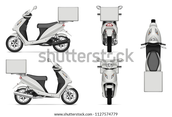 Download Delivery Scooter Vector Mockup On White Stock Vector (Royalty Free) 1127574779
