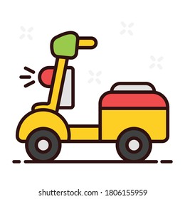 Delivery scooter vector style, icon of food delivery conveyance 