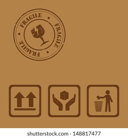 delivery seals over brown background vector illustration