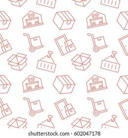 Delivery seamless pattern on a white background with vector isolated objects