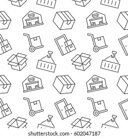Delivery seamless pattern on a white background with vector isolated objects