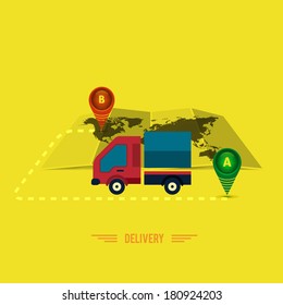 Delivery service 24 hours . Cargo truck symbol
