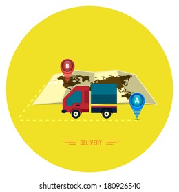 Delivery service 24 hours . Cargo truck symbol