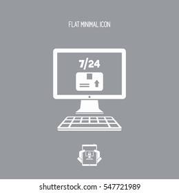 Delivery service 7/24 - E-commerce button - Vector flat icon