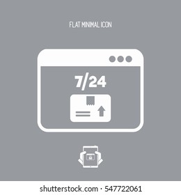 Delivery service 7/24 - E-commerce button - Vector flat icon