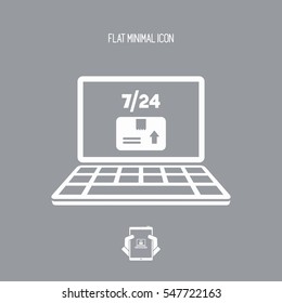 Delivery service 7/24 - E-commerce button - Vector flat icon
