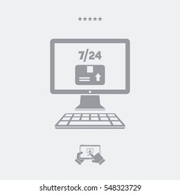 Delivery service 7/24 - E-commerce button - Vector flat icon