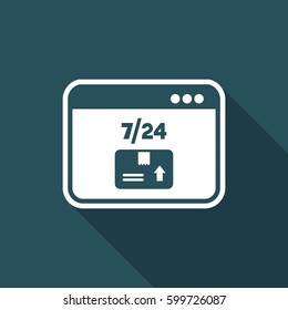 Delivery service 7/24 - E-commerce button - Vector flat icon