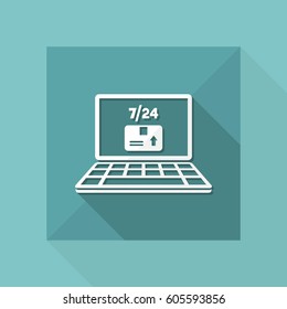 Delivery service 7/24 - E-commerce button - Vector flat icon