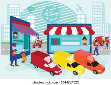 Delivery service is another service that supports online stores. Designed for use as illustrations, articles, or websites isolated on background