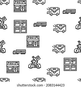 Delivery Service Application Vector Seamless Pattern Thin Line Illustration