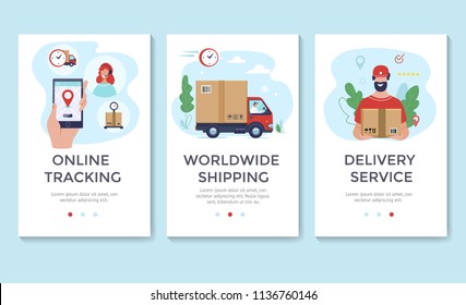 Delivery service banner, mobile app templates, concept vector illustration flat design