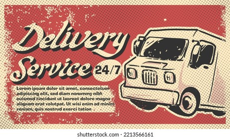 delivery service big sign  banner vintage style  vector illustration
