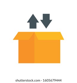 delivery service with box with arrows vector illustration design