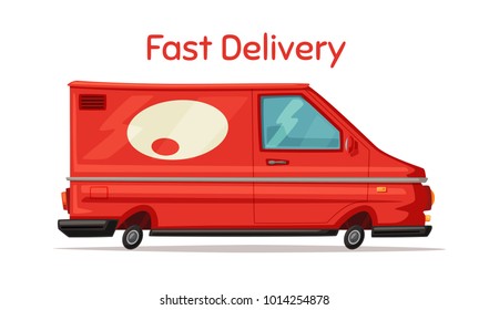 Delivery service by van. Car for parcel delivery. Cartoon vector illustration