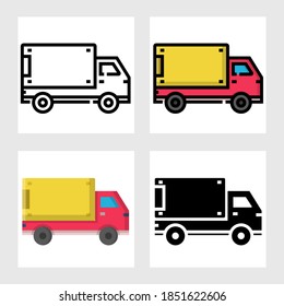 Delivery service car icon vector design in filled, thin line, outline and flat style.