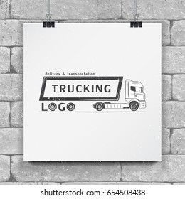 Delivery service. Cargo transportation and logistics. Freight Solutions. Trucking Logo Detailed. Typographic labels, stickers, logos and badges.
