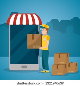 delivery service cartoon