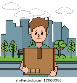 delivery service cartoon