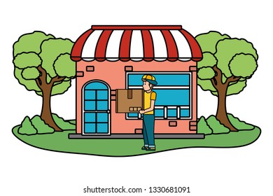 delivery service cartoon