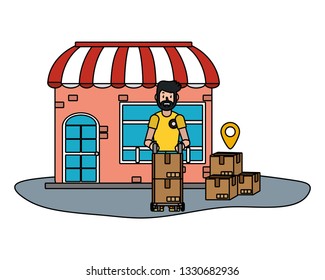 delivery service cartoon