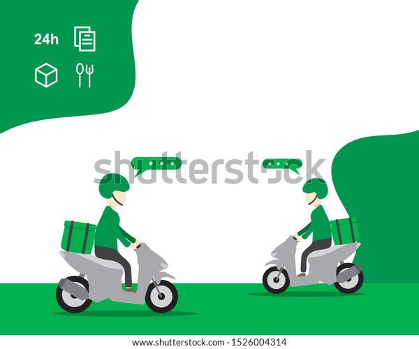 Delivery Service Cartoon Grab Food Transportation Stock Vector