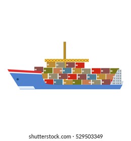 Delivery Service Company for Large Cargo Ship Delivering Shipment Overseas. View From The Side