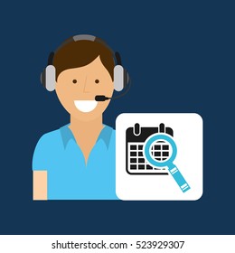 delivery service concept call center calendar search vector illustration