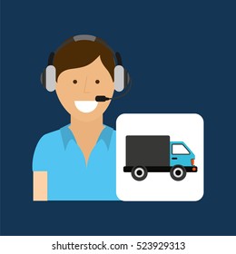 delivery service concept call center transport vector illustration