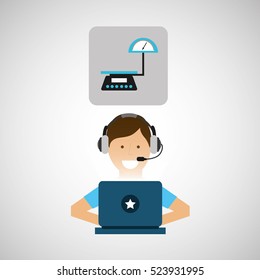 delivery service concept call center weight scale vector illustration