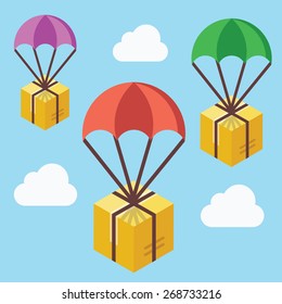 Delivery service concept. Colorful vector illustration. Isolated on creative blue background.