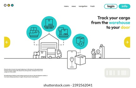 Delivery service concept. Courier shipping service for parcel delivery, cargo transportation or food delivery service. Vector illustration of courier delivery service
