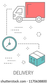 Delivery service concept. Fast and safe. Logistic worldwide network. Isolated flat vector illustration