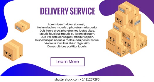 Delivery service concept. Stack of boxes for shipping, relocation. Vector illustration.