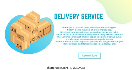Delivery service concept. Stack of boxes for shipping, relocation. Vector illustration.