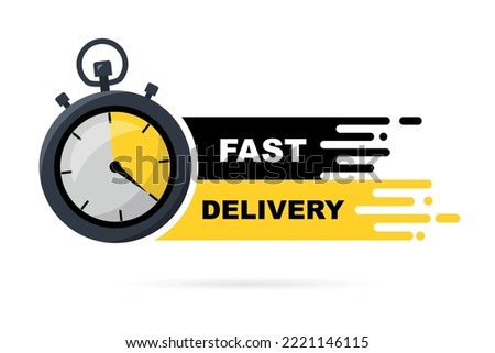 Delivery service concept. Timer and fast delivery inscription. Express delivery with stopwatch icon for apps and website. Fast deliver. Express delivery logo. Vector illustration