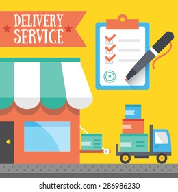 Delivery service concept. Trendy flat design vector illustration
