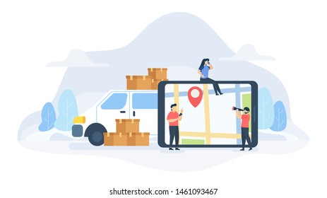 Delivery Service Concept Vector Flat Illustration for landing page, wallpaper, background, banner, advertising, web, business