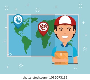 delivery service with courier lifting box