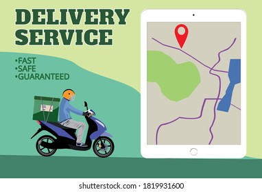 Delivery Service Courier Motorcycle Package Online Order