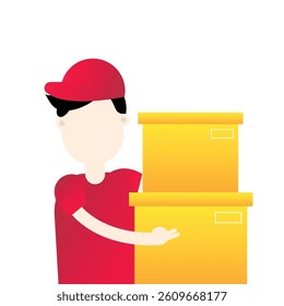 delivery service with courier and package tracking vector flat illustration