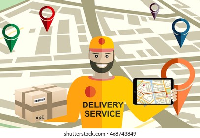 Delivery service and courier parcel collection flat illustration concepts. Modern flat design concepts for web banners, web sites, printed materials, infographics. Creative vector illustration