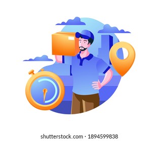 delivery service, delivery courier send the package