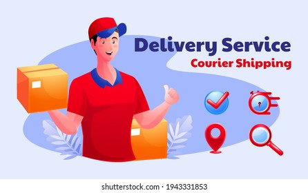 delivery service courier shipping  with a mobile smartphone