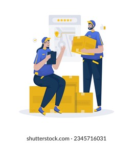 Delivery service courier team discussion illustration